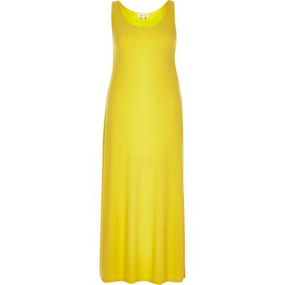 Yellow ribbed maxi dress
